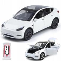 Metalinis „Tesla Y“ modelis, 1:24, su LED apšvietimu, garsu ir atidaromomis durelėmis