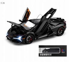 Metalinis modelis Lamborghini Revuelto 1:24 su šviesomis ir garsais, atgal traukiamas