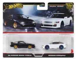 Automodelių rinkinys HOT WHEELS Premium 2 vnt. Nissan 180SX Type-X ir SilEighty, 1:64