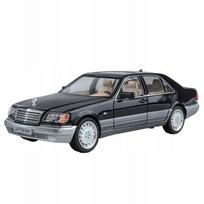 Metalinis modelis Mercedes W140 S500, 1:24, juodas, su garsu ir apšvietimu