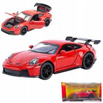 Žaislinis automobilis PORSCHE 911 GT3 RS 1:32 su atidaromomis durimis, LED apšvietimu ir garsu, dėžutėje su pagrindu