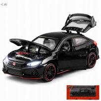 Metalinė „Honda Civic Type R FK8“ 1:32 modelio mašinėlė su šviesomis ir garsu