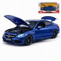 Modelis MERCEDES AMG C63S C63 1:32 su dėžute ir stovu, atidaromos durelės, LED apšvietimas, garsas