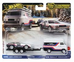 Automodelių rinkinys HOT WHEELS Team Transport #78 JBM35 DMC Delorean su HW Rally Hauler
