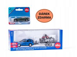 Žaislinė SIKU Super mašina su priekaba ir motociklu + dovana
