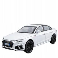 Metalinis automobilio modelis Audi A4 1:32, baltas, su garsais ir šviesomis