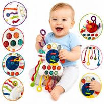 Sensorinis žaislas kūdikiams 4in1, Montessori, silikoninis Pop It