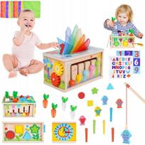 Sensorinių žaislų rinkinys Montessori, 6 vienetai, vaikams nuo 6 iki 12 mėn.