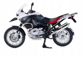 Motociklo modelis BMW R 1200 GS, baltas, 1:9, metalinis korpusas, RASTAR
