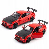 Metalinis BMW M4 modelis, 1:28 mastelis, atidaromos durelės, su atbulinio važiavimo mechanizmu