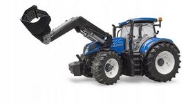 Žaislinis traktorius Bruder New Holland T7 su krautuvu ir nuimamais ratais 03121