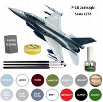 Surenkamas lėktuvo modelis F-16 Hawk lenkiška versija su dažais, klijais ir teptukais