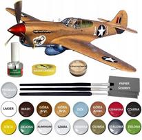 Surenkamas lėktuvo modelis Curtiss P-40K Kittyhawk su klijais, gruntu ir dažais