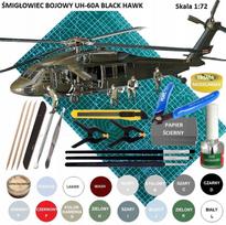 Sraigtasparnio UH-60A Black Hawk klijavimo rinkinys su A3 kilimėliu, dažais, klijais ir teptukais
