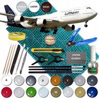 Lėktuvo modelis BOEING 747-8 su klijais, A3 kilimėliu ir dažais