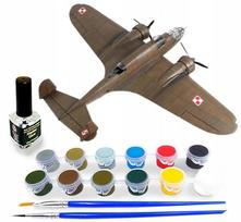 Surenkamas lėktuvo modelis PZL-37B MOOSE II su dažais, klijais ir teptukais