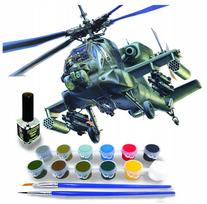 Sraigtasparnio modelis Apache 1:72 su dažais, 2 teptukais, klijais ir lenkiškais lipdukais