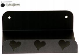 Pakabinama lentyna „HEART“, juodo metalo, 15x20x6 cm, moderni
