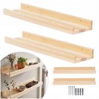 Sieninių lentynų rinkinys, 2 vnt., 60 cm, medinės, svetainei ir virtuvei