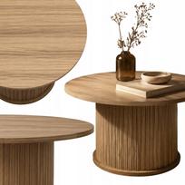 Kavos staliukas, rudas, MDF, Ø70 cm, aukštis 40 cm