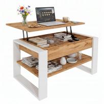 Sulankstomas kavos staliukas-suoliukas su daiktadėže, 92 cm, Oak Wotan