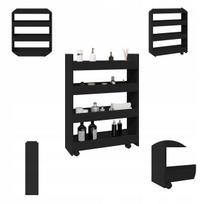 Virtuvinis vežimėlis KITCHEN TROLLEY, 60x20x82 cm, 4 pakopų, juodas, su ratukais