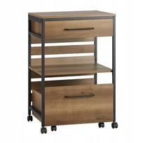 Virtuvinis vežimėlis KITCHEN TROLLEY, juodas, metalas, mediena, 2 stalčiai, 60x45x90 cm