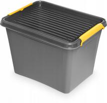 Plastikinė dėžė DURABLE, 19 l, su dangčiu ir rankenomis, 40x30x26 cm, pilka