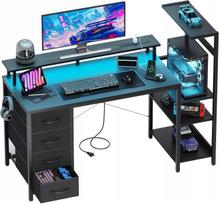 Kompiuterio stalas su RGB LED apšvietimu, USB jungtimi, kampinis, reguliuojamas, 130 cm