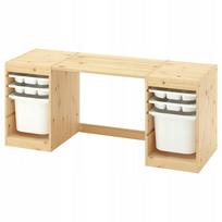 Rašomasis stalas IKEA TROFAST su dėže, balintos pušies, 124x44x52 cm