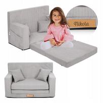 Vaikiška sofa-lova iš veliūro su putų čiužiniu