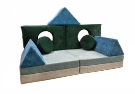 Vaikiška modulinė sofa-lova su putų čiužiniu ir pagalve