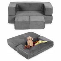 Sulankstoma vaikų sofa ECOTOYS, pilka, su 4 minkštomis pagalvėlėmis