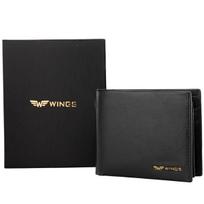 Vyriška piniginė Wings, juoda, natūrali veršio oda, atverčiama sklendė