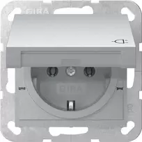GIRA 445426 SCHUKO kištukinis lizdas System 55, įleidžiamas, aliuminio spalvos, su atlenkiamu dangteliu, 16 A, 250 V, IP44