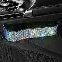 Universal Car Storage Bag Seat Gap Shiny Rhinestones Car Organizer Phone/Cup Holder/Sundries Pockets Cute Gadget Car B-right gray