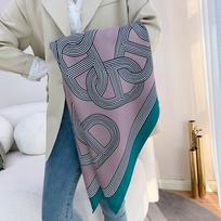 Print Satin Silk Square Scarf Hijab Women Bandana 90Cm Headscarves Neckerchief Ladies Muffler Shawl Wrap Foulard Headband gray