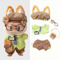 15 17Cm For Labubu Doll Nick Wilde Judy Hopps Police Officer Animal Cosplay Clothes Cartoon  Zootopia Outfit Clothing No Dolls gray