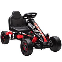 Go-kart with pedals, pedal car for children with brake, non-slip wheels, metal frame, 3-6 years, red