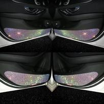 4Pcs Car Threshold Shiny Rhinestones Sticker Car Door Scratch Strip Anti-kick Film Protective Pad Threshold Strip 4 black