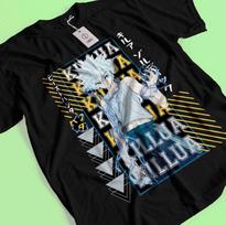 Killua Tshirt Hisoka Shirt Hunter X Hunter Manga Strip HXH Tee Anime Gon T-Shirt 2XL gray