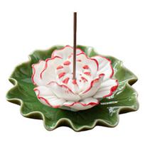 Ceramic Lotus Incense Stick Holder Decorative Water Lily Flower Leaf Base Incense Burner Yoga Meditation Temple Home Office Ornament balta