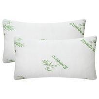 2Pcs Bamboo Memory Foam Pillow For Head Neck Rest Sleeping Shredded Pillow Washable Cover Queen Size Pillow 40*60 white