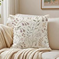 French Vintage Flowers Pattern Pillow Case Organic Short Plush Cushion Covers Breathable Washable Wrinkle-Resistant 40cmx40cm(16x16Inch) white
