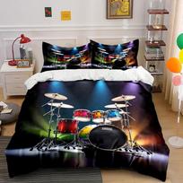 Colorful drum set with stage lights Print Bedding Set 1 Duvet Cover 2 Pillowcases for Adult and Children Luxury Gift Full Size (as the picture,US Full 200X230cm&set) black