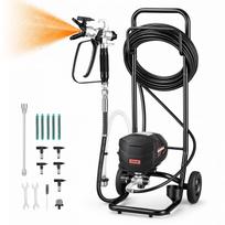 VEVOR stovas beoris dažų purkštuvas, 650 W, 3000 PSI aukšto slėgio beoris purkštuvas su vežimėliu, valymo šepetėliu, žarna, prailginimo strypu, purkštukais 37 x 40 x 95 cm