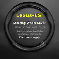 No Smell Thin For Lexus ES Steering Wheel Cover Genuine Leather Carbon Fit ES250 300h ES350 ES200 ES260 2014 2015 2016 2017 Round Shape-Red black