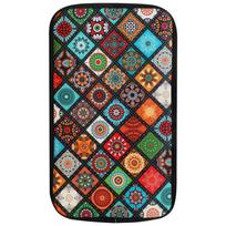 Car Armrest Cover Mat Universal Leather Ethnic Style Print Waterproof Non-slip Storage Box Pad Auto Styling Interior violetinė