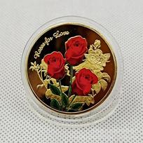 520 Love Lucky Coins, Rose Commemorative Coins, Valentine's Day Confession Gifts, Goddess' Day Gifts, Commemorative Badge Making 40*1.5mm red