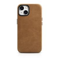 iPhone 14 Plus Magnetic Leather Case with MagSafe Oil Wax Premium Leather Case Light Brown